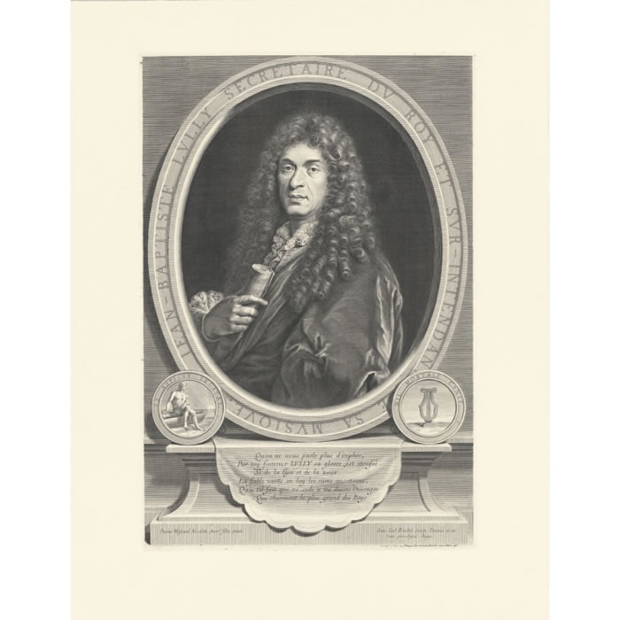 Jean-Baptiste Lully, surintendant de la musique du roi - Une estampe d’après Pierre Mignard