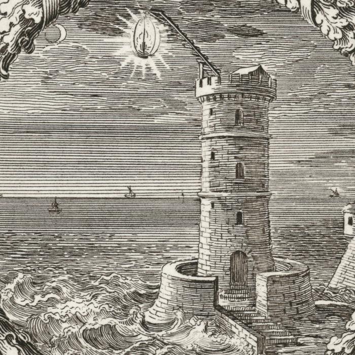 Fire and its motto: IN PVBLICA COMMODA FVLGET - Une estampe d’après Jacques Bailly