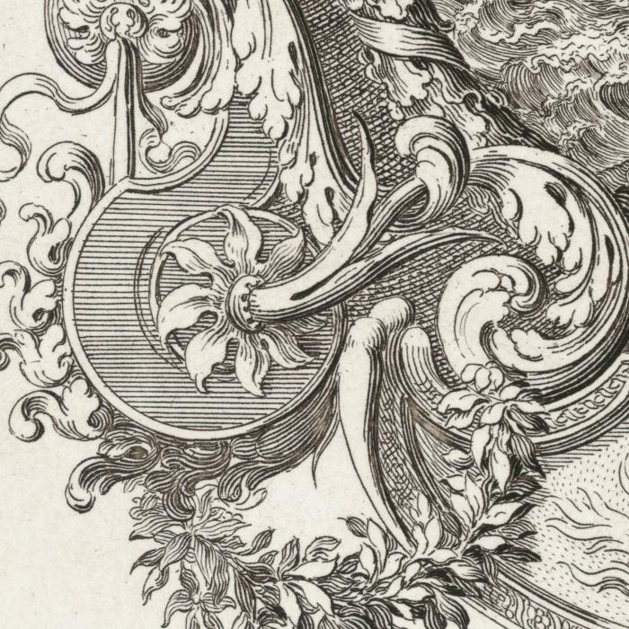 Fire and its motto: IN PVBLICA COMMODA FVLGET - Une estampe d’après Jacques Bailly