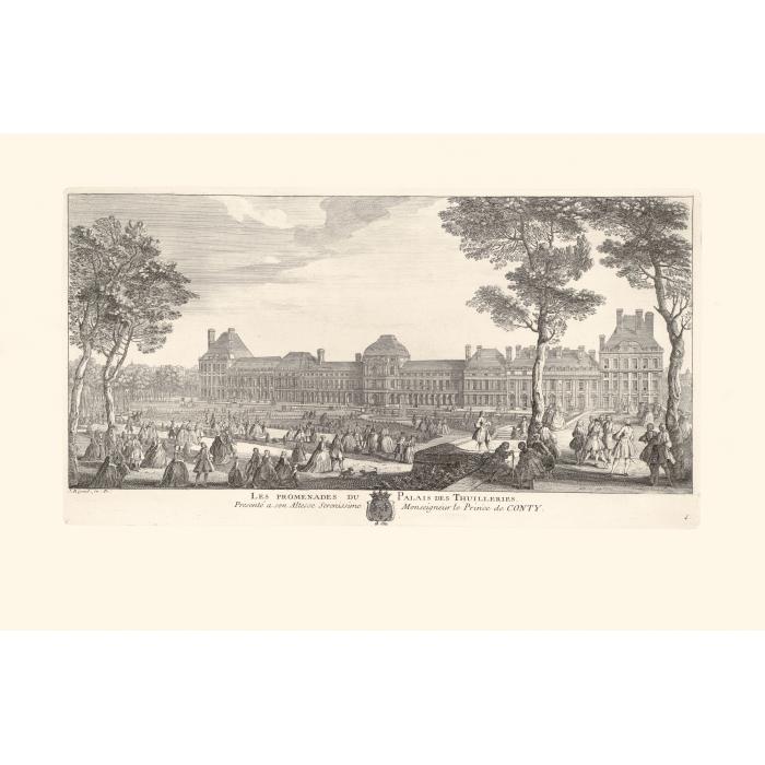 The strolling paths of the Tuileries palace - Une estampe d’après Jacques Rigaud