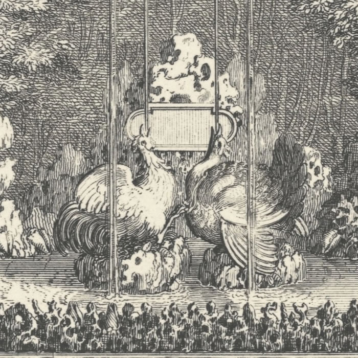 Le Coc et le Coc-d’Inde - Une estampe d’après Sébastien  Leclerc