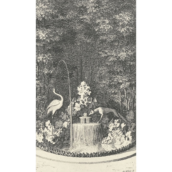 Le Renard et la Grue - Une estampe d’après Sébastien  Leclerc