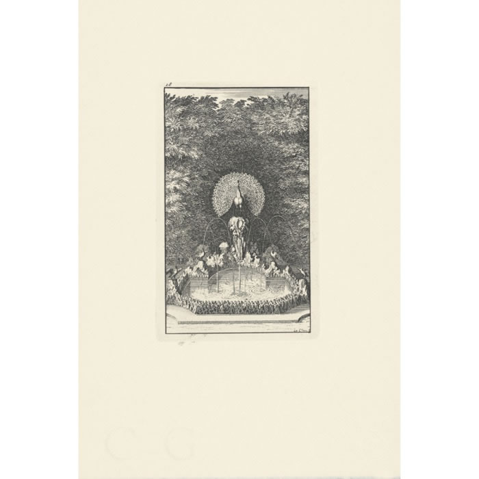 Le Paon et le Rossignol - Une estampe d’après Sébastien  Leclerc