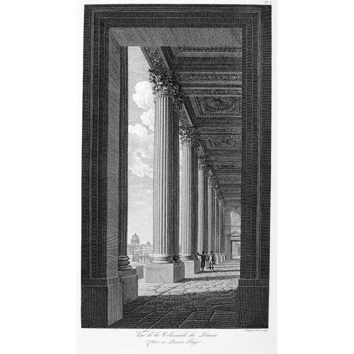 Vue de la Colonnade du Louvre, prise du premier étage - Une estampe d’après Louis-Pierre Baltard