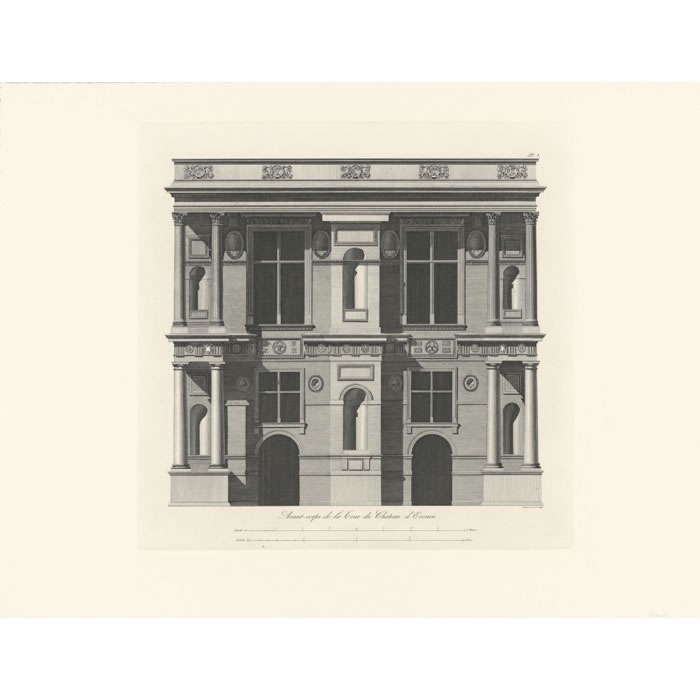 Forecourt of the courtyard of the Château d’Ecouen - Une estampe d’après Louis-Pierre Baltard