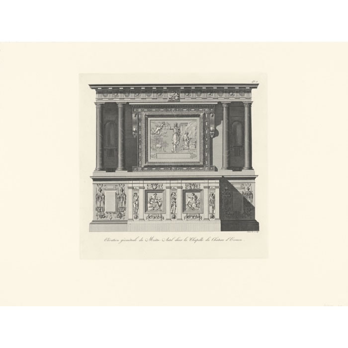 Geometric elevation of the high altar in the chapel at the Château d’Ecouen - Une estampe d’après Louis-Pierre Baltard