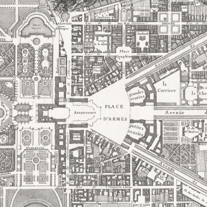 Plan of Versailles, the Petit Parc and its outbuildings - Une estampe d’après Jean de Lagrive