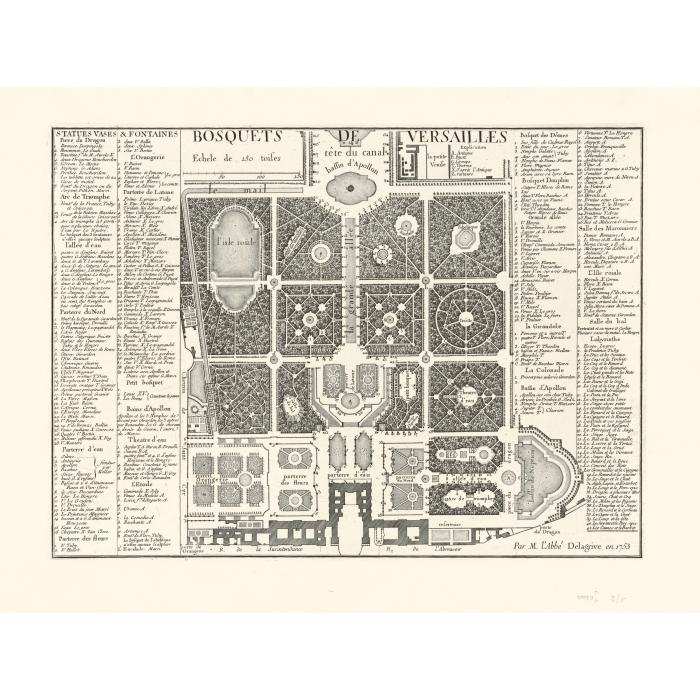 Plan of the Versailles groves - Une estampe d’après Jean de Lagrive