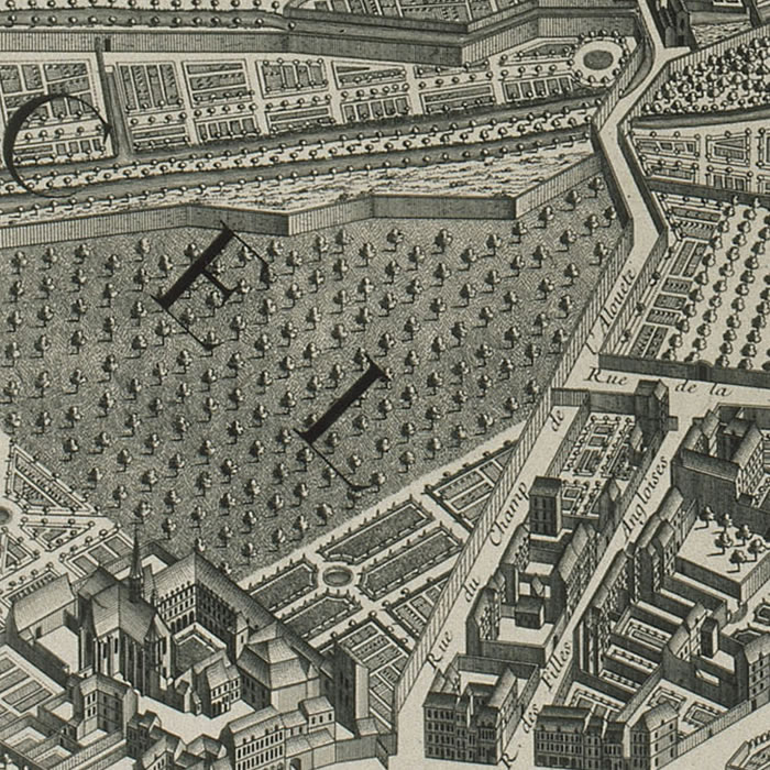 Partie du faubourg Saint-Marcel (Plan Turgot) - Une estampe d’après Louis Bretez