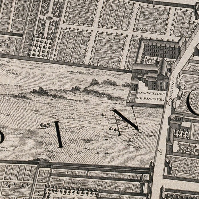 Pincourt and Popincourt (Turgot map) - Une estampe d’après Louis Bretez