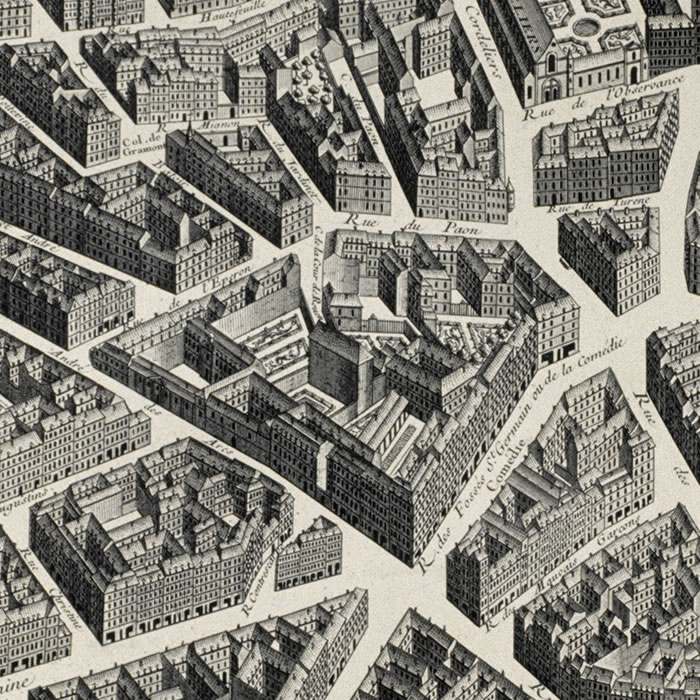 Pont-Neuf and Luxembourg (Turgot map) - Une estampe d’après Louis Bretez