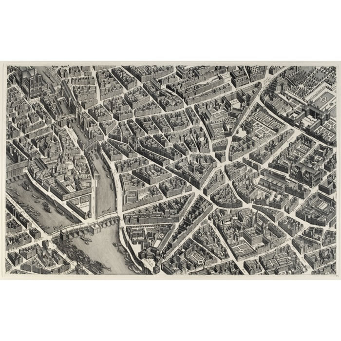 Pont-Neuf and Luxembourg (Turgot map) - Une estampe d’après Louis Bretez