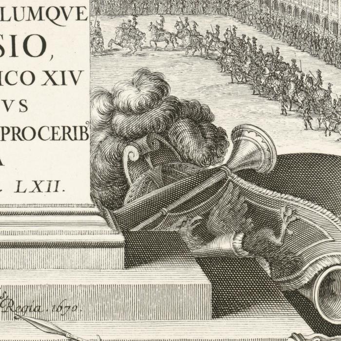 Buste de Louis XIV sur un piédestal  dressé place Royale - Une estampe d’après Israël Silvestre