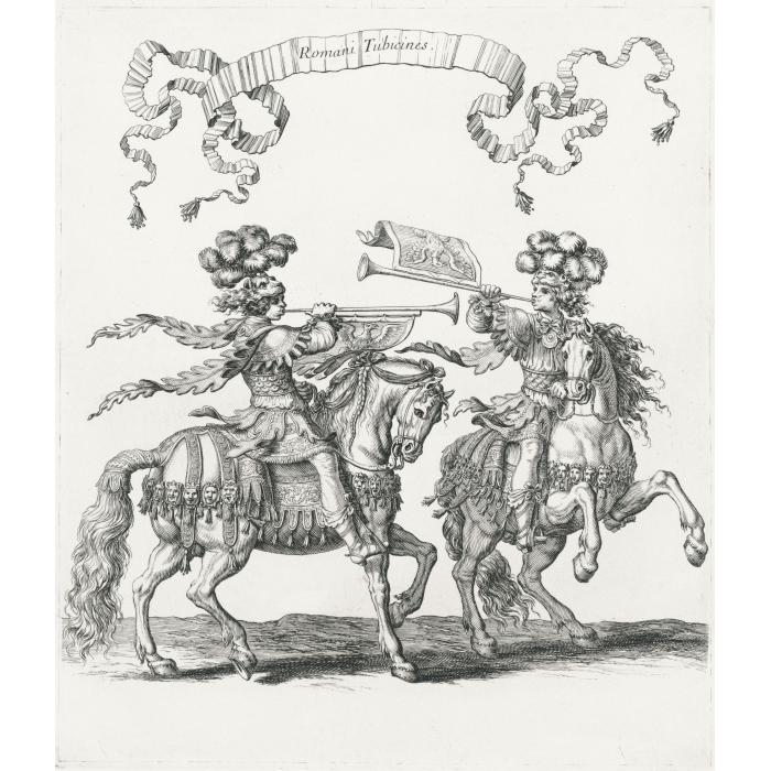 Première quadrille : trompettes des Romains - Une estampe d’après François Chauveau