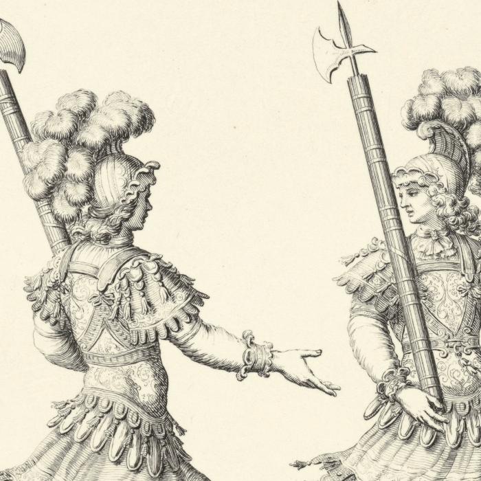 Première quadrille : licteurs romains - Une estampe d’après François Chauveau