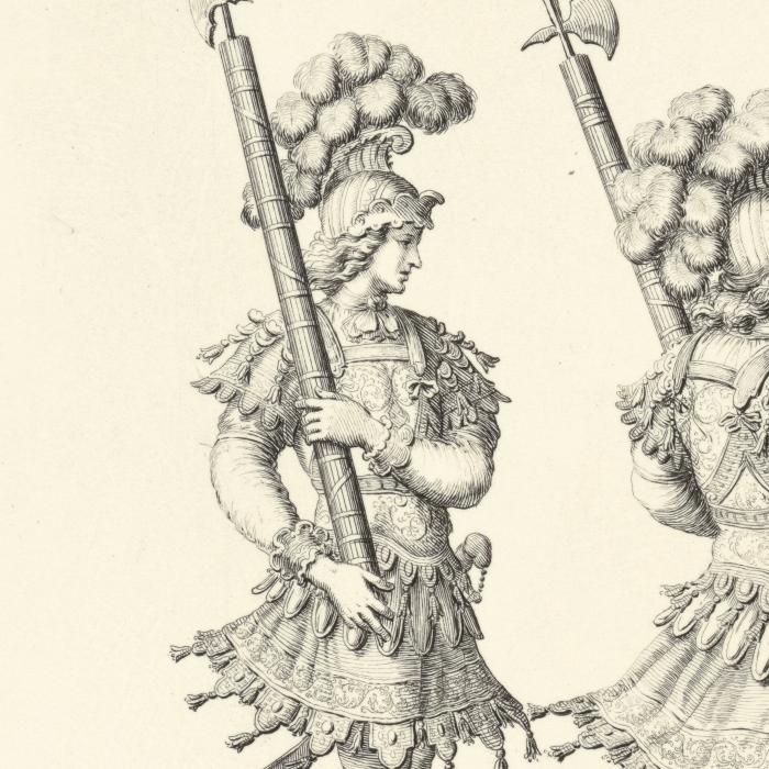 Première quadrille : licteurs romains - Une estampe d’après François Chauveau