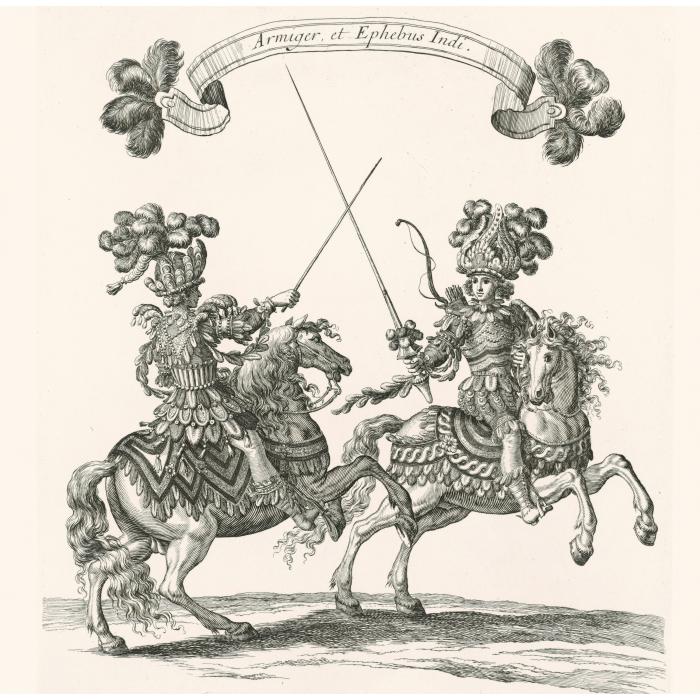 Quatrième quadrille : pages indiens et écuyers indiens - Une estampe d’après François Chauveau