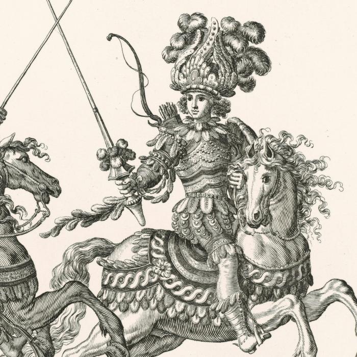 Quatrième quadrille : pages indiens et écuyers indiens - Une estampe d’après François Chauveau