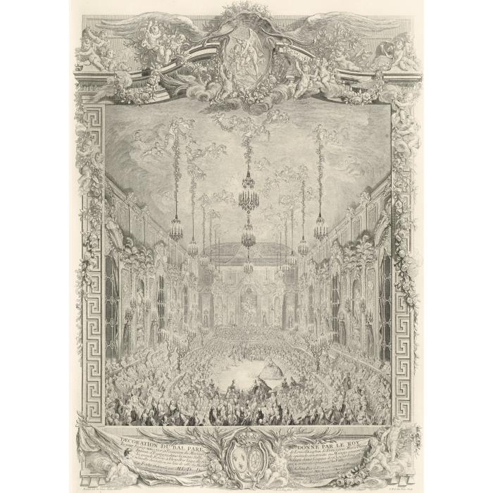 Décoration du bal donné pour le mariage du dauphin par le roi le 24 février 1745 - Une estampe d’après Charles-Nicolas Cochin le Fils