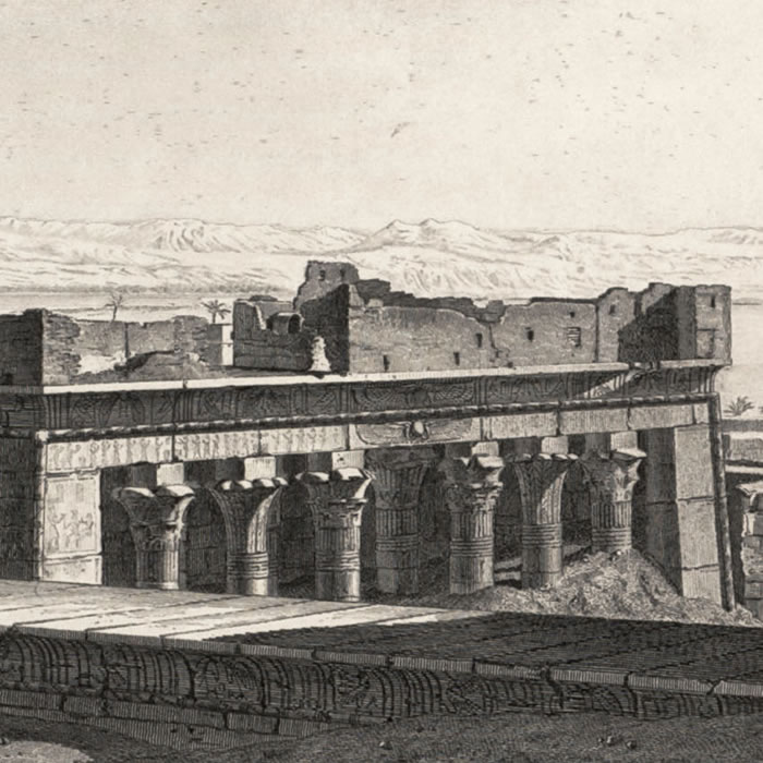 Edfou. Vue du grand temple - Une estampe d’après André Dutertre