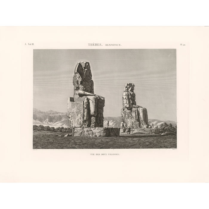 Thèbes. Memnonium. Vue des deux colosses - Une estampe d’après André Dutertre