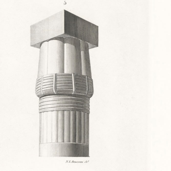 Thebes. Kurna. Plan, sections and details of the palace capitals