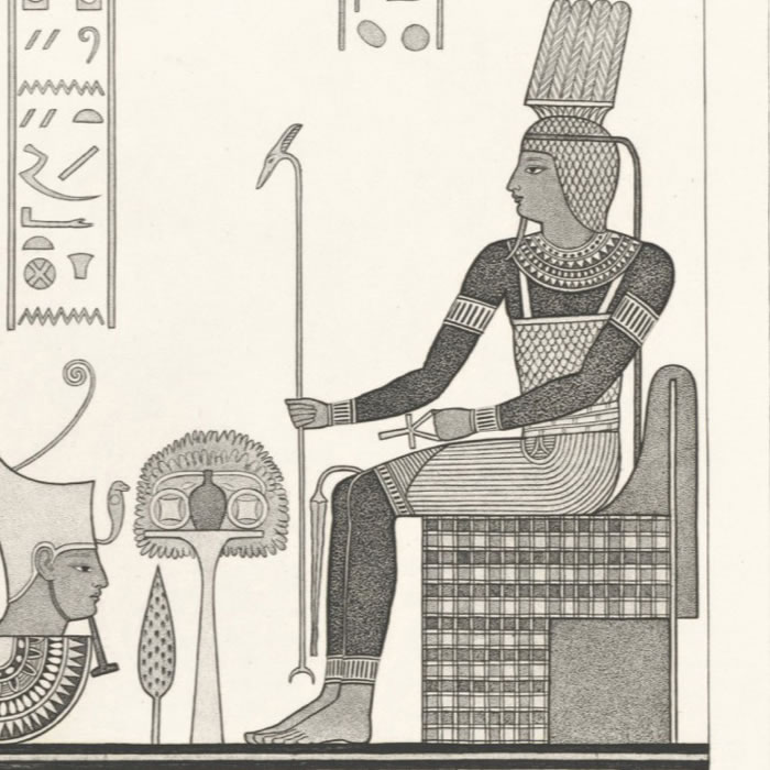 Byban El-Molouk. Tableaux de la salle des harpes dans le 5e tombeau des rois à l’est. Peintures des tombeaux - Une estampe d’après André Dutertre