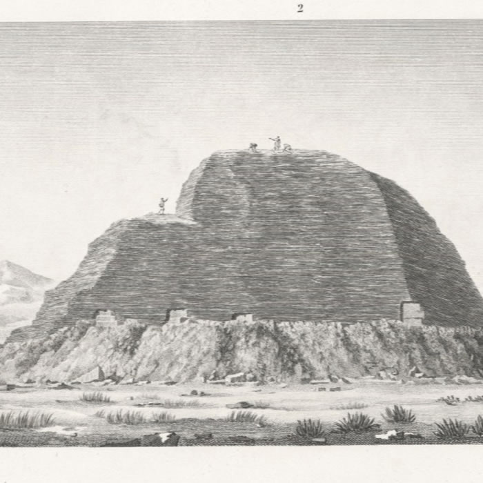 View of two brick pyramids east of Faiyum. Pyramids of Meydouneh. Pyramids of El-Metanyeh. Pyramids of Saqqara - Une estampe d’après Edmé-François Jomard
