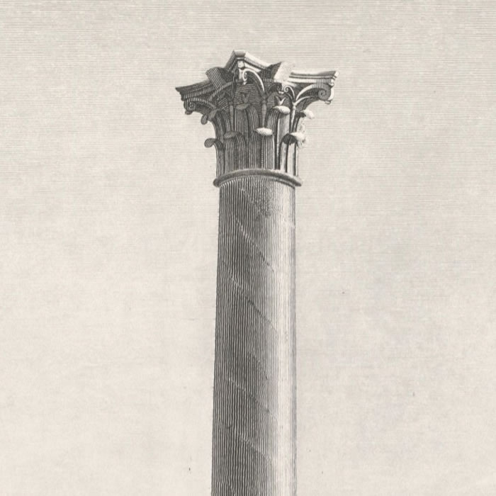View, profile and details of the great column, commonly known as Pompey’s Pillar
