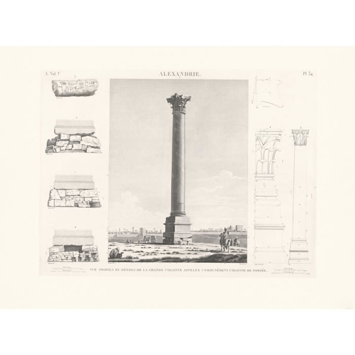 View, profile and details of the great column, commonly known as Pompey’s Pillar