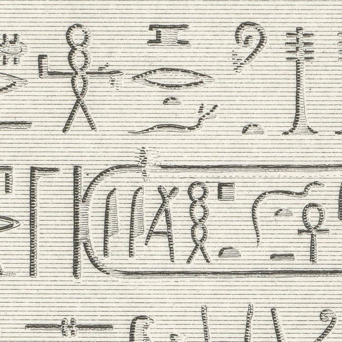 Pierre trouvée à Rosette (partie supérieure en écriture hiéroglyphique) - Une estampe d’après Jean-Baptiste Bigant