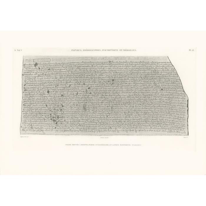Stone found at Rosetta (middle part in Egyptian vulgata)