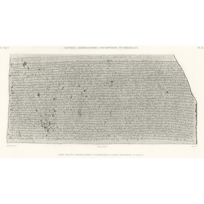 Stone found at Rosetta (middle part in Egyptian vulgata)