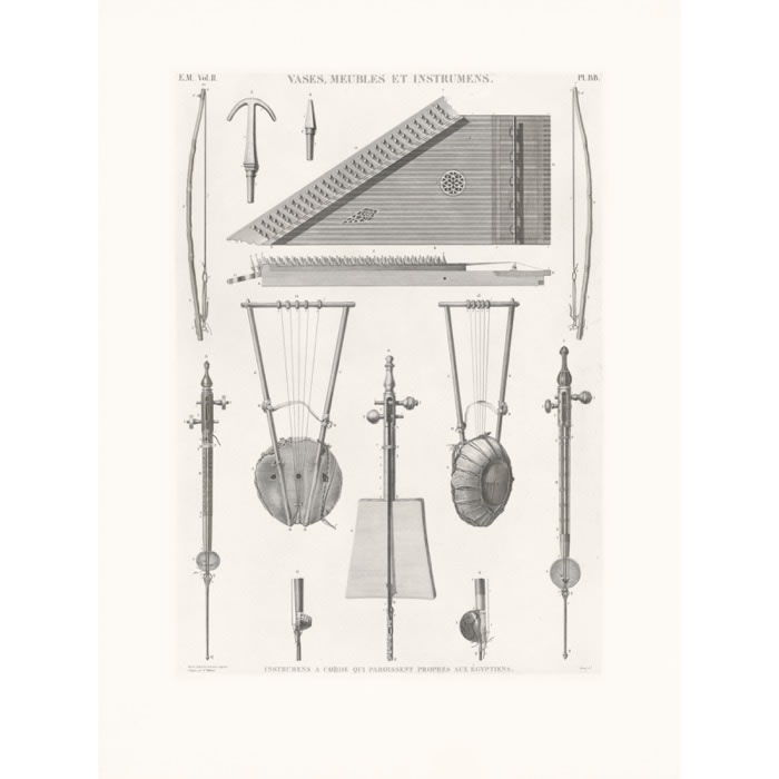 Instruments à cordes qui paraissent propres aux Egyptiens - Une estampe d’après Félicien David