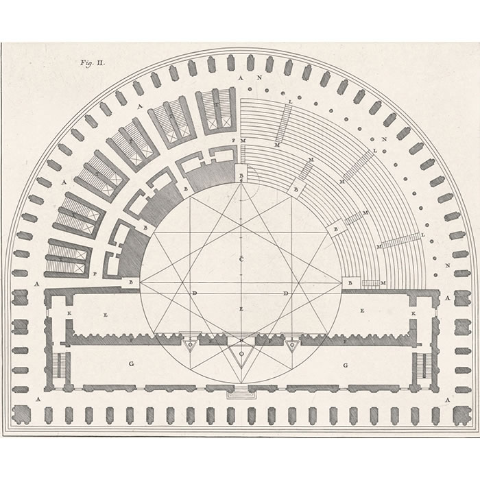 Plan of a Roman amphitheatre - Une estampe d’après Sébastien  Le Clerc the elder