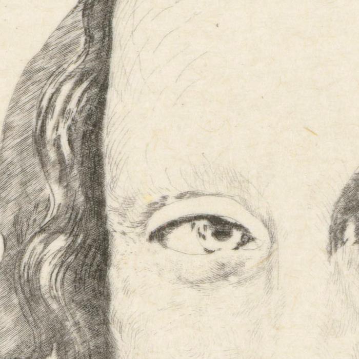 Portrait of Mona Lisa (La Giocanda). The canvas was left unfinished at the artist’s death - Une estampe d’après Leonardo da Vinci