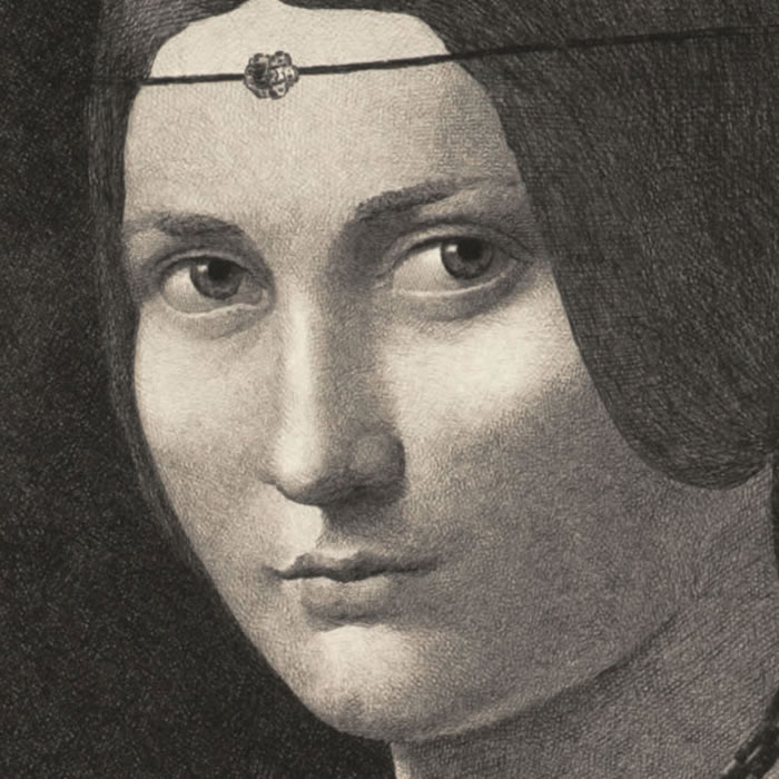 Portrait of a woman, known as La Belle Ferronnière - Une estampe d’après Leonardo da Vinci
