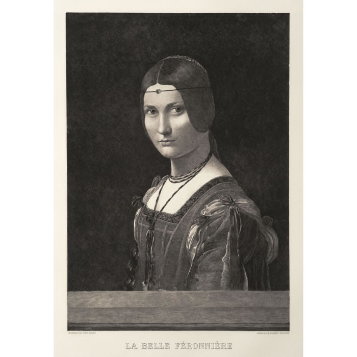 Portrait of a woman, known as La Belle Ferronnière - Une estampe d’après Leonardo da Vinci