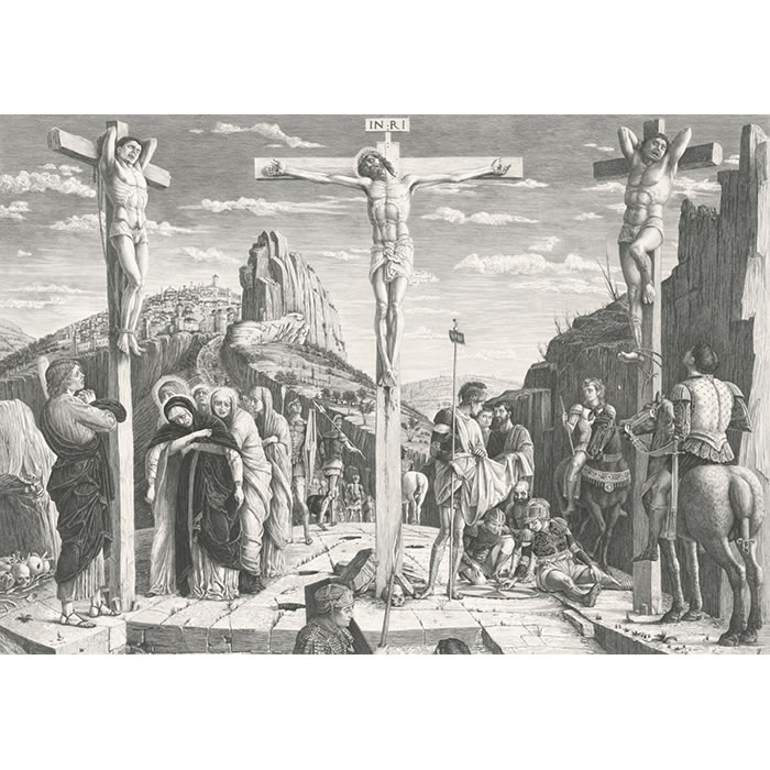 Le Calvaire. Partie centrale de la prédelle du retable de San Zeno, à Vérone - Une estampe d’après Andrea Mantegna