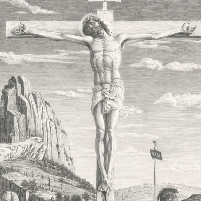 Le Calvaire. Partie centrale de la prédelle du retable de San Zeno, à Vérone - Une estampe d’après Andrea Mantegna