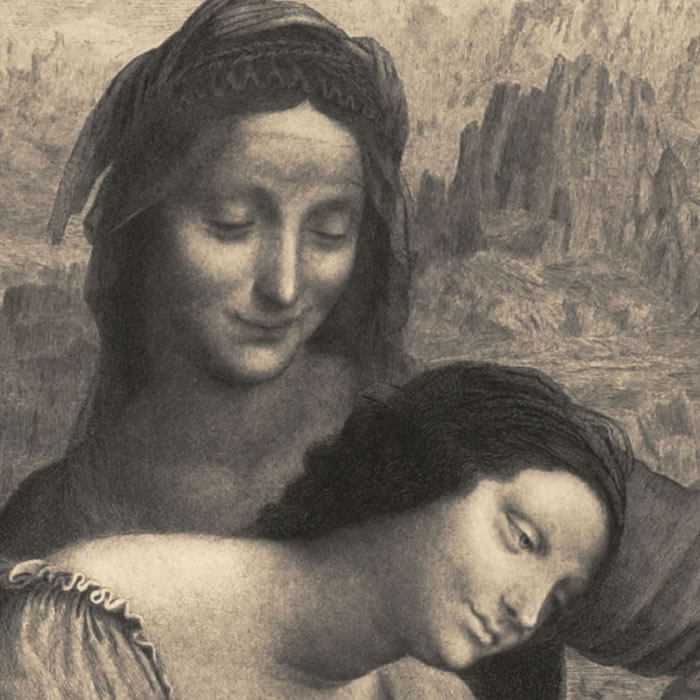 La Vierge, l’Enfant Jésus et sainte Anne - Une estampe d’après Léonard de Vinci