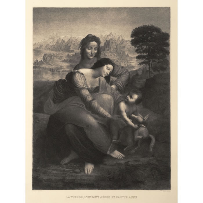 La Vierge, l’Enfant Jésus et sainte Anne - Une estampe d’après Léonard de Vinci