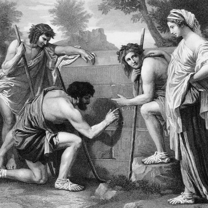 Les bergers d’Arcadie - Une estampe d’après Nicolas Poussin