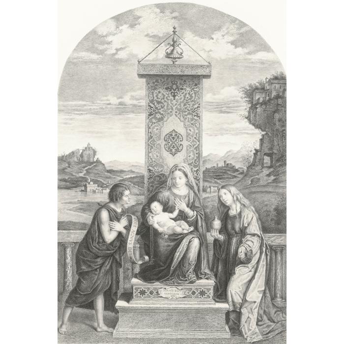 Vierge à l’enfant entourée de saint Jean-Baptiste et Marie-Madeleine - Une estampe d’après Giovanni Battista Cima da Conegliano