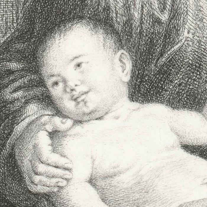 Vierge à l’enfant entourée de saint Jean-Baptiste et Marie-Madeleine - Une estampe d’après Giovanni Battista Cima da Conegliano