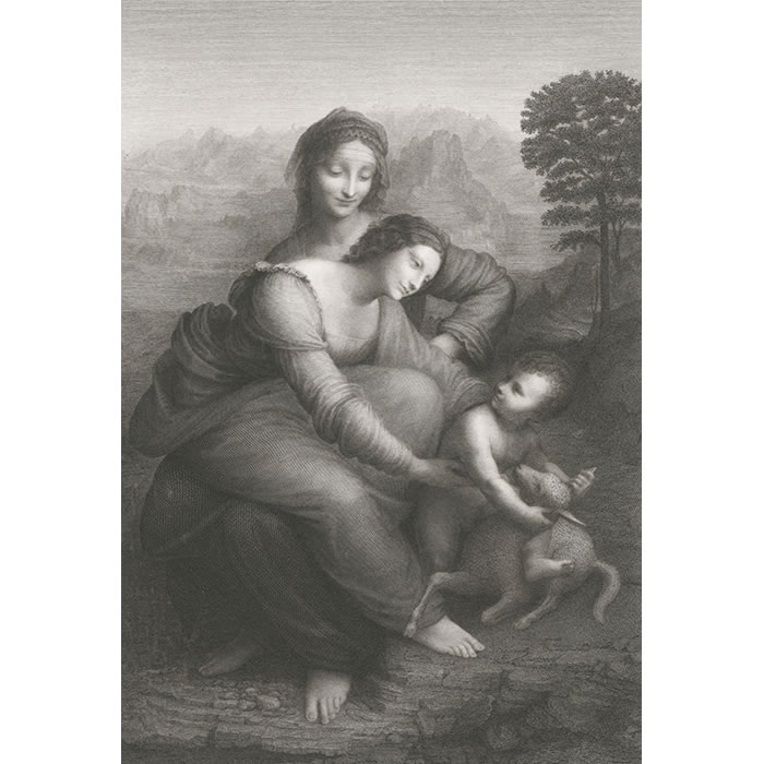 La Vierge, l’Enfant Jésus et sainte Anne - Une estampe d’après Léonard de Vinci