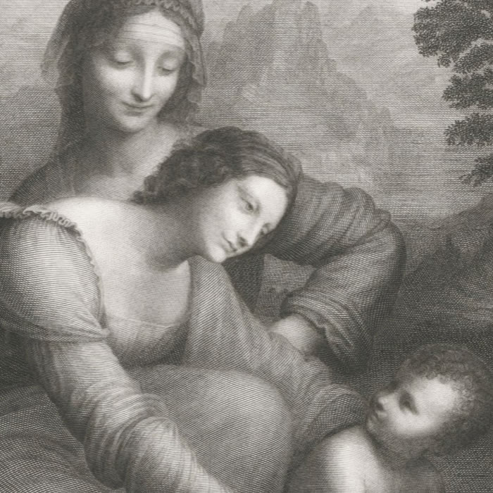 La Vierge, l’Enfant Jésus et sainte Anne - Une estampe d’après Léonard de Vinci