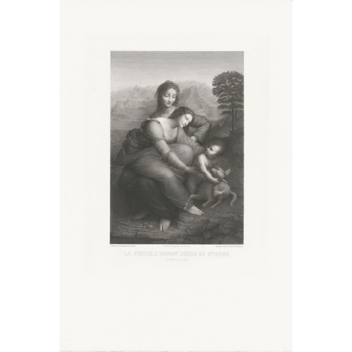 La Vierge, l’Enfant Jésus et sainte Anne - Une estampe d’après Léonard de Vinci