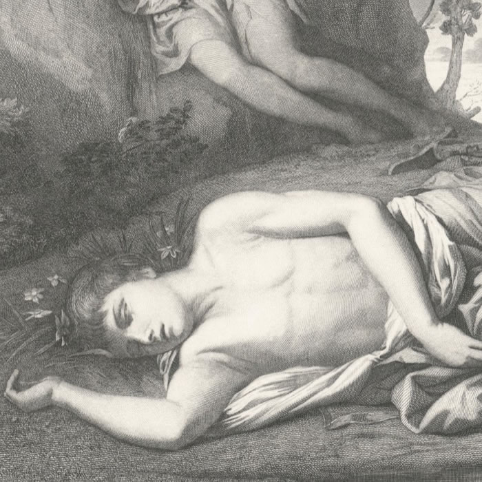 Echo et Narcisse ou la Mort de Narcisse - Une estampe d’après Nicolas Poussin