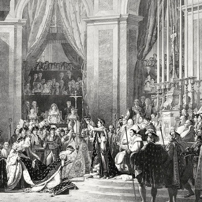 Coronation of Emperor Napoleon I and Empress Joséphine in the cathedral of Notre-Dame de Paris, 2 December 1804 - Une estampe d’après Jacques Louis David